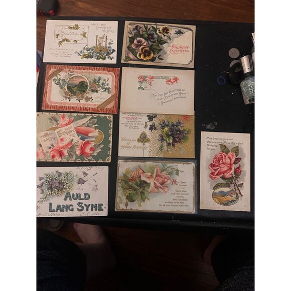 BIRTHDAY GREETINGS antique postcard bundle 8 pcs. B1 - Picture 1 of 7
